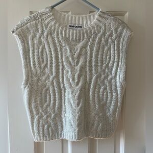DKNY Jeans Metallic Ivory Knit Sweater Vest